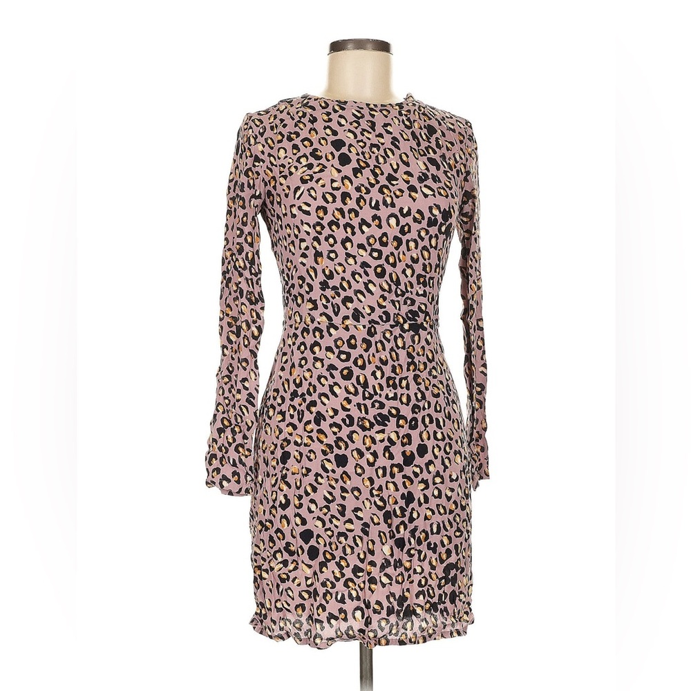 H&M mauve-brown leopard print dress